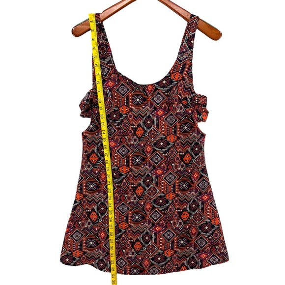 Tobi Mini Tank Dress Red Burgundy Aztec Print Boho Sleeveless Pullover Size M - Picture 9 of 14
